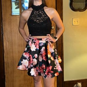 Two peice B. Darlin skirt (skirt: lining underneath) and lacey+sparkly top dress